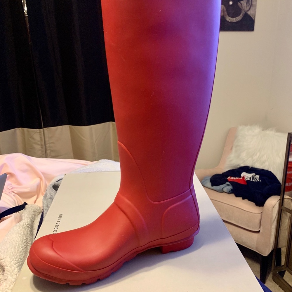 Red hunter boots